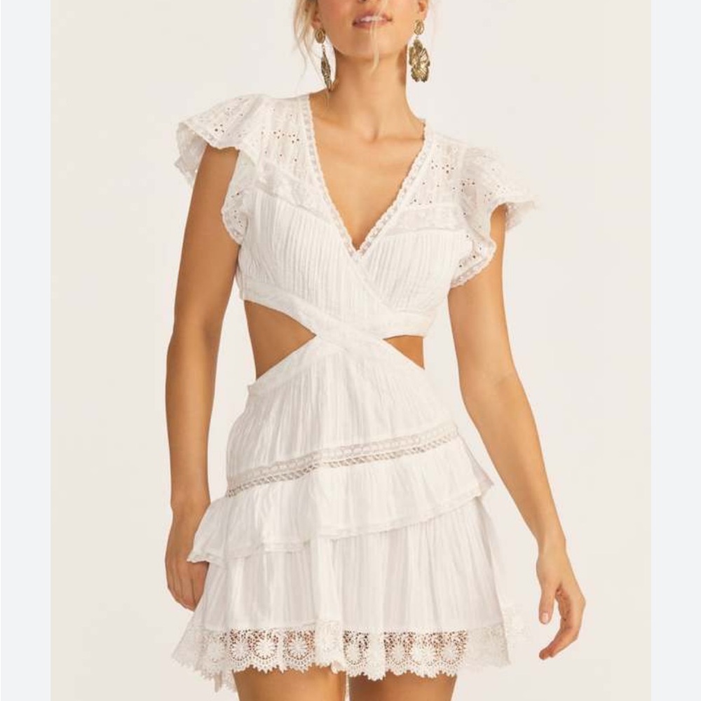 Loveshackfancy Audrina Cotton Mini Dress White Small NWT
